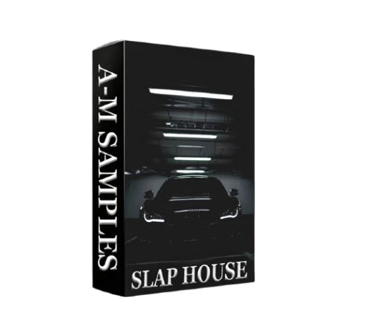 Cover art for AMSAMPLES Slap House Vol.1 featuring a modern, energetic design with vibrant colors, dynamic typography, and a futuristic Slap House aesthetic.